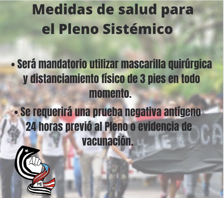 Cumpliendo con la OA 508, según enmendada del Dept. de Salud establecemos estas medidas salubristas para las personas que asistan.