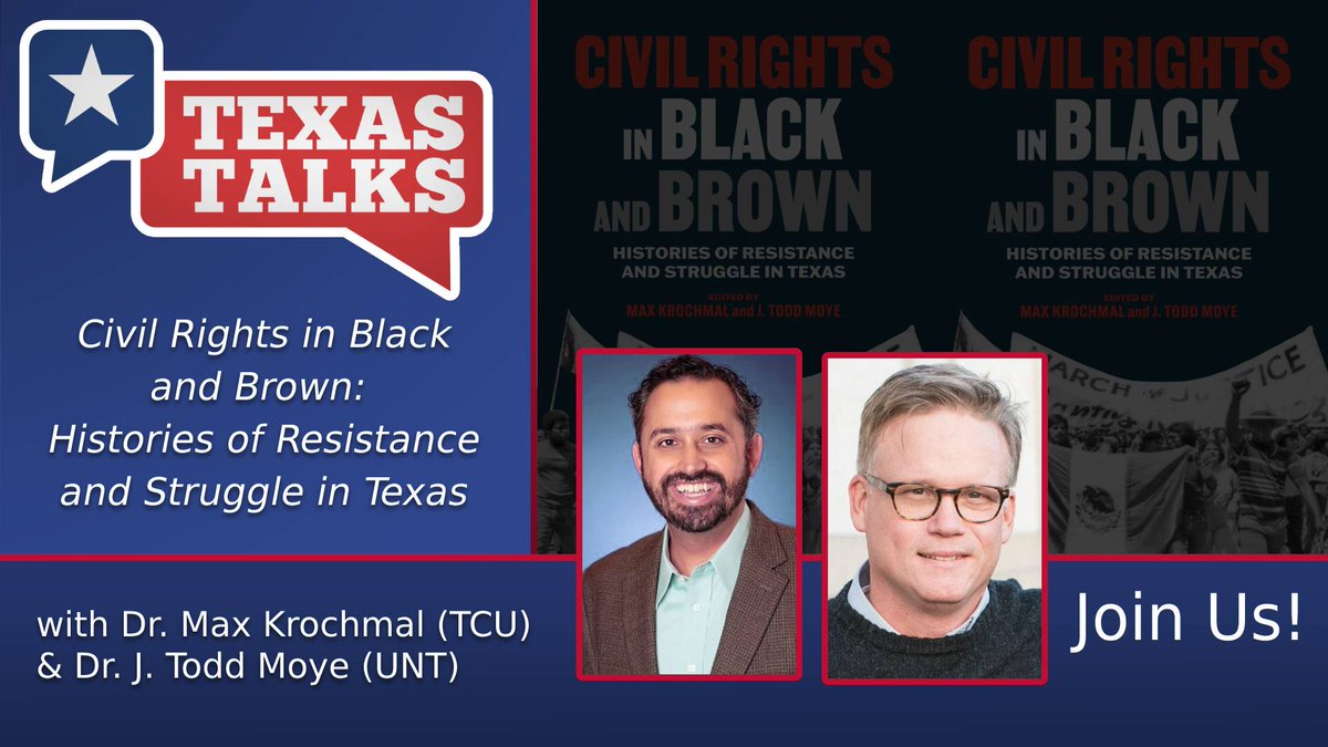 Join editors @todd_moye and <a href="/professormaxk/">Max Krochmal</a> and other CRBB contributors for a <a href="/TxStHistAssoc/">Texas State Historical Association</a> Texas Talk on Tuesday, Nov. 16. Registration info here: 
ow.ly/9vUu50GNX9p
