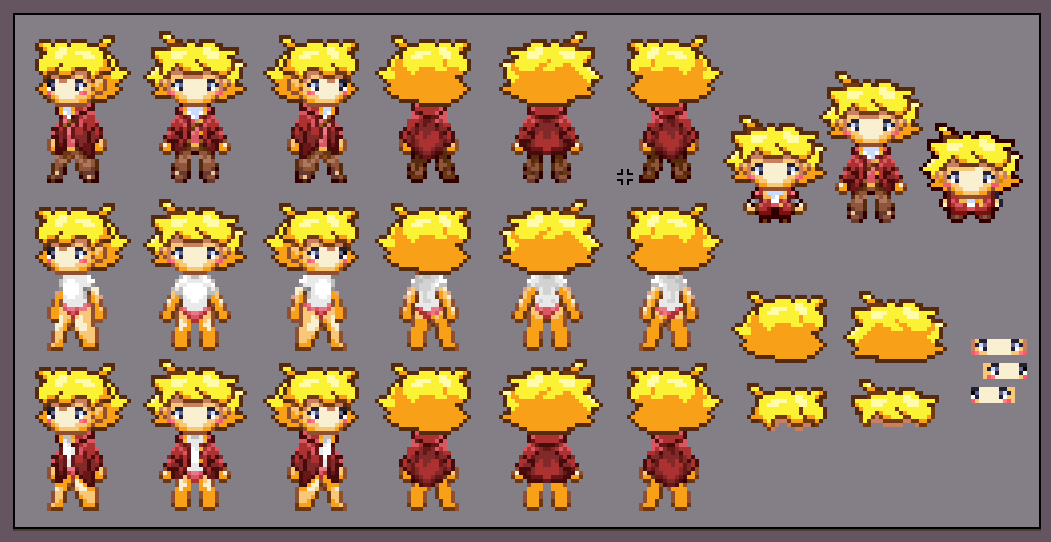 WanderSquadDev's tweet photo. Sprite models for En! Should I work on his idle/attack animations next? Or some backgrounds/overworld stuff? #indiedev #gameart #pixelart #indiegame #wandersquad #gamedev https://t.co/NHOjOkbQOU