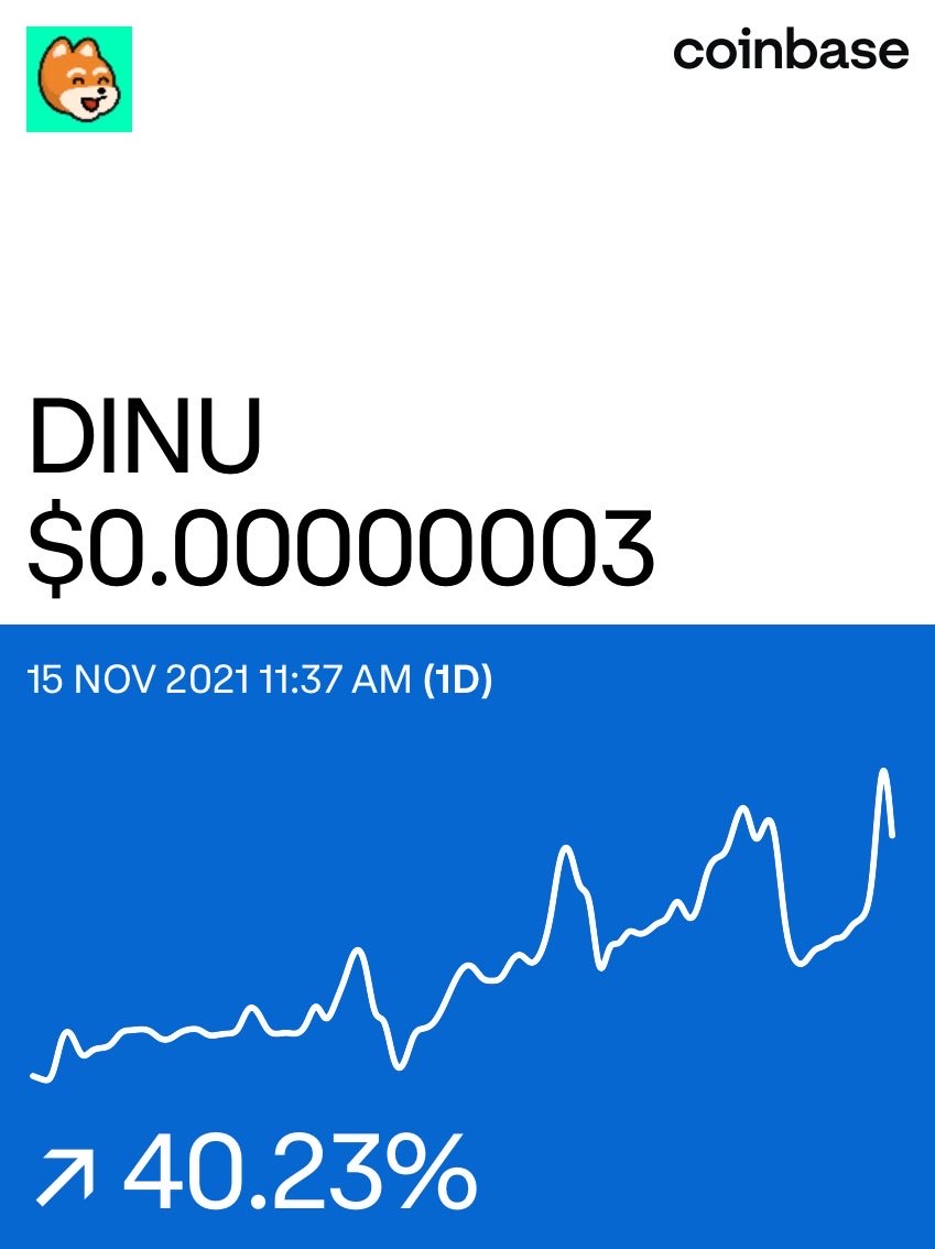 JoshMcKinney18's tweet photo. Dogey-Inu on @Coinbase: https://t.co/jdZFfrdxA6 

@coinbase list $DINU asap, get in early and don’t miss out.  Rising quickly and still early #crypto #cryptocurrency #DINU $DINU #cryptocrrencies https://t.co/VZk1LmokHg