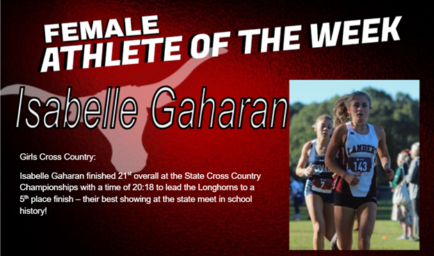LambertHS's tweet photo. Congratulations to Isabelle Gaharan - our Female Athlete of the Week! https://t.co/nPOBp7lAPb