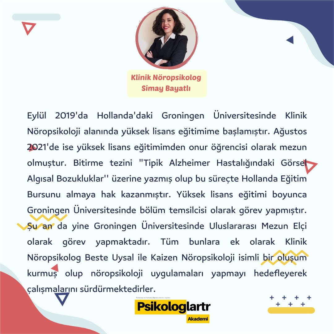 psktrakademi's tweet photo. Herkese merhaba 🤍
Akademi’de Bu Hafta adlı etkinlik serimize Nöropsikolog Simay Bayatlı ile devam ediyoruz. 
@psikologlartr https://t.co/XSfVZqlOIn
