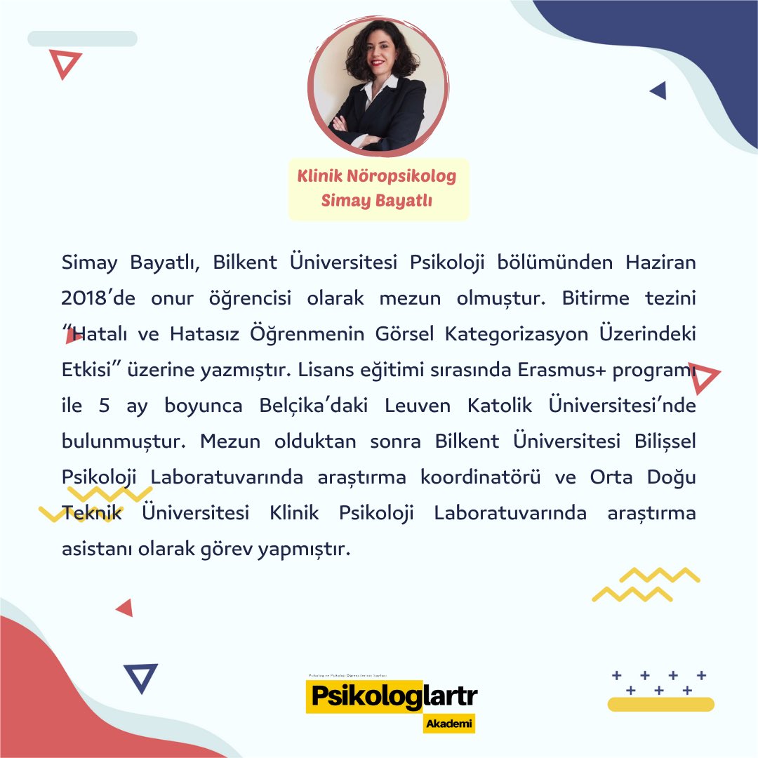 psktrakademi's tweet photo. Herkese merhaba 🤍
Akademi’de Bu Hafta adlı etkinlik serimize Nöropsikolog Simay Bayatlı ile devam ediyoruz. 
@psikologlartr https://t.co/XSfVZqlOIn