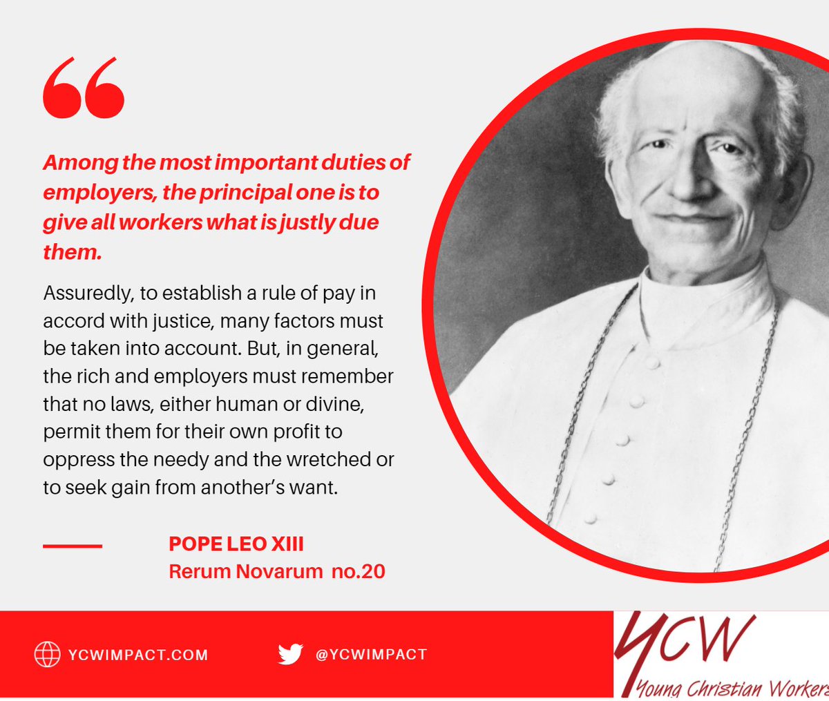 As we celebrate this week the #LivingWageWeek we will take a look at what some of the Popes had to say about a just wage. <a href="/LivingWageUK/">Living Wage Foundation</a>

Popes through the Years:
#1: Pope Leo XIII, Rerum Novarum, No.20