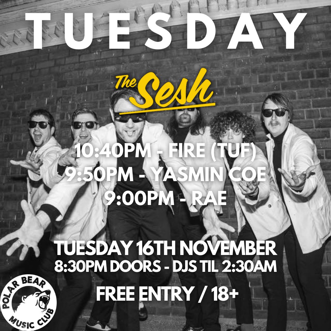 THIS WEEK AT SESH! 🔥 @theseshhull

10:40PM - @firetufhull
9:50PM - @YasminCoeMusic
9:00PM - @whoareRAE 

FREE ENTRY / 18+
DJS TIL LATE
#Hull #LoveHull