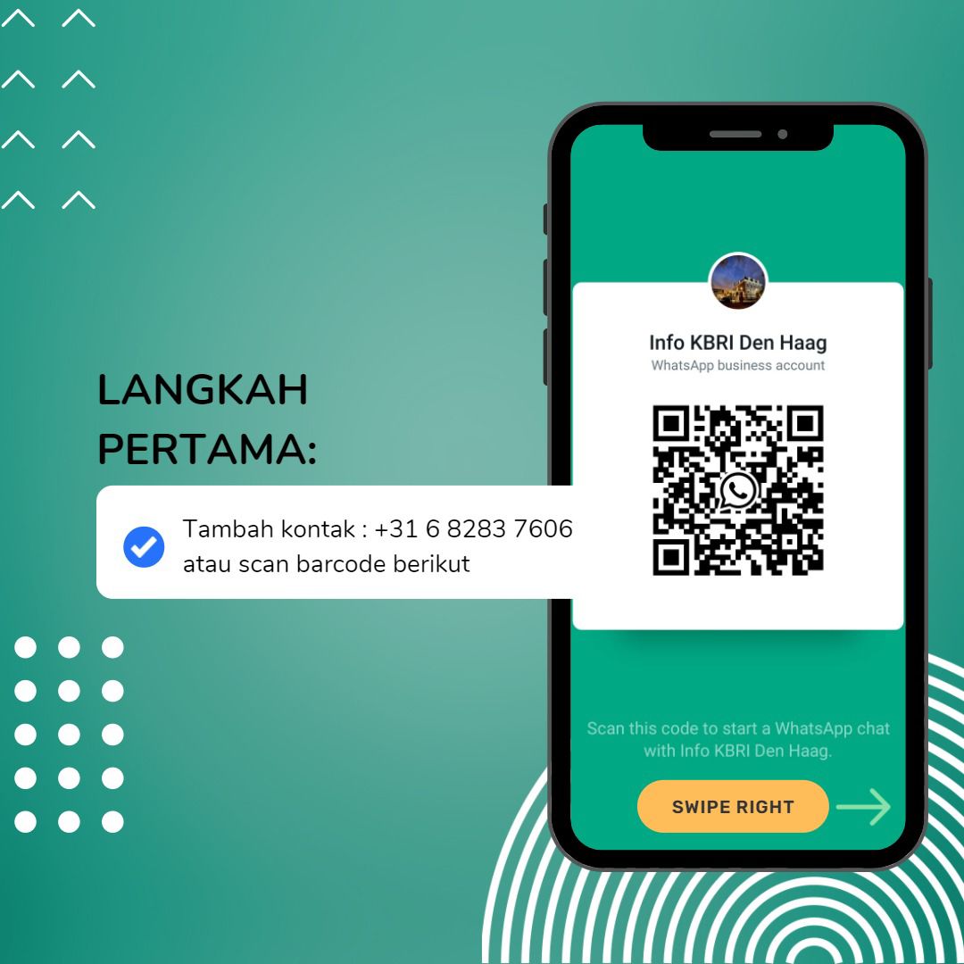 kbridenhaag's tweet photo. Hoi Allemaal!

Sekarang KBRI Den Haag makin dekat sama kamu!

Yuk join WhatsApp Business “Info KBRI” untuk mendapatkan info terbaru, agenda kegiatan dan pengumuman dari KBRI!

N.B. : Nomor ini bukan merupakan layanan darurat dan layanan pengaduan KBRI Den Haag.

#inidiplomasi https://t.co/cYmWDuzk6V