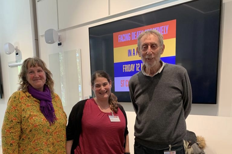 roundaboutdrama's tweet photo. Thank you to @MichaelRosenYes for his amazing keynote at last week's #FacingDeathCreatively conference @StChrisHospice. A huge privilege to meet him. https://t.co/H988M8is9p