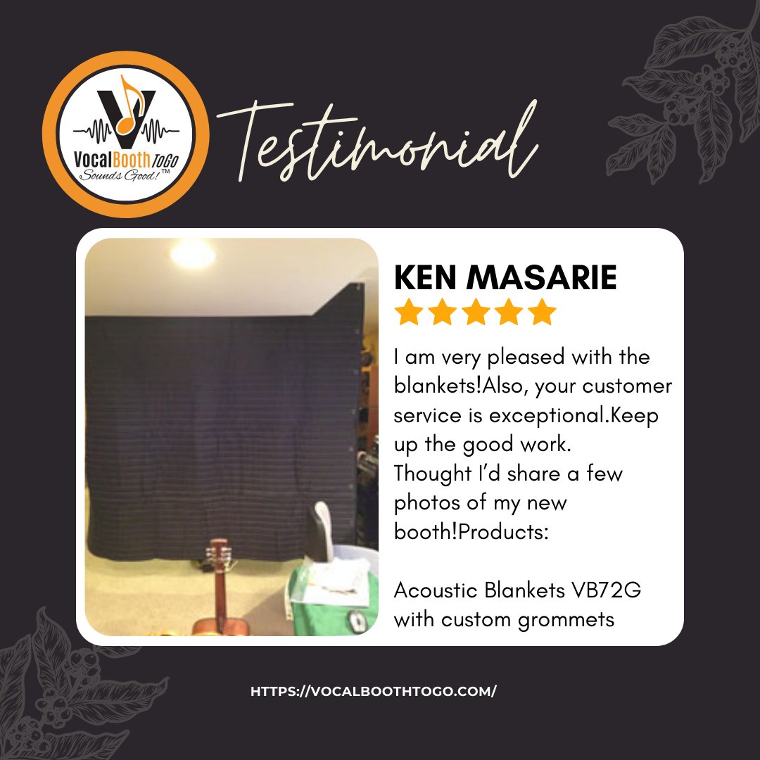 From time to time we feature some of the testimonials we get from our awesome clients.
Visit our website for more info vocalboothtogo.com

#VocalBootToGo #VocalBooth #sounds #sounddesign #soundcheck #studio #soundwave #soundblankets #music #soundrecording #soundengineer