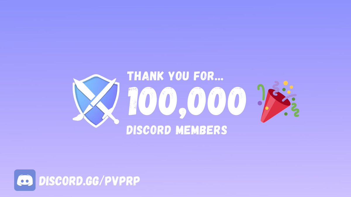 Thank you for 100,000 Discord members! 💙

discord.gg/pvprp
