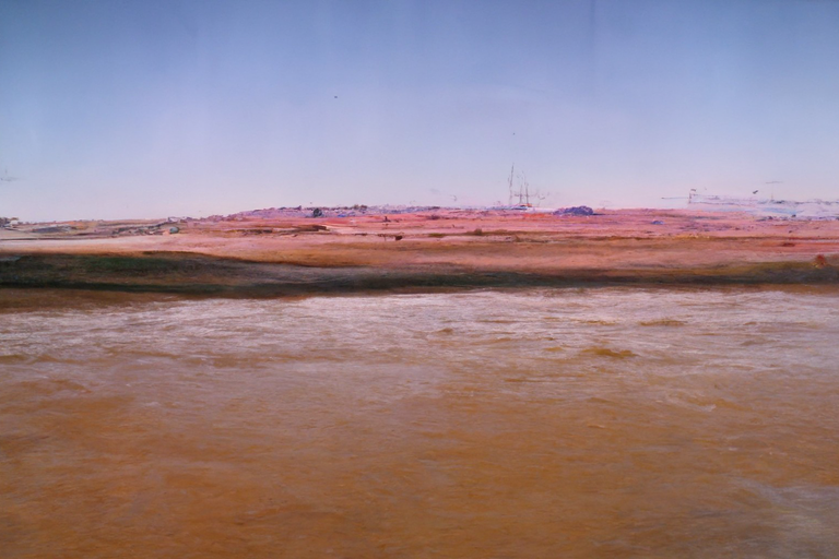RiversHaveWings's tweet photo. Prompt: "a wide river running through the desert, Provia, Velvia" (CLIP guided YFCC diffusion, 968M parameter model, it's not done training yet) https://t.co/64bX2tacUC