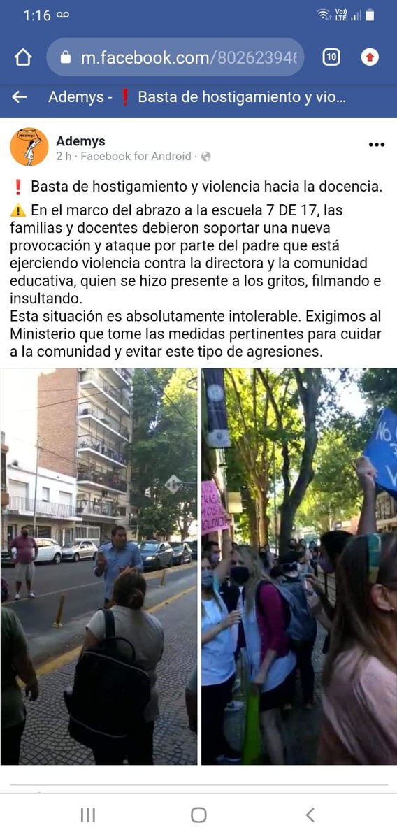 julioith's tweet photo. Un padre violento tiene en vilo a toda la comunidad educativa de la Escuela 7 D.E. República de México, desde hace meses. Nuestrxs hijxs van angustiados a la escuela. Exigimos urgente respuesta institucional que ponga fin a la violencia y al miedo @Soledad_Acunia 
Gracias por rt https://t.co/Er6dj07K2u