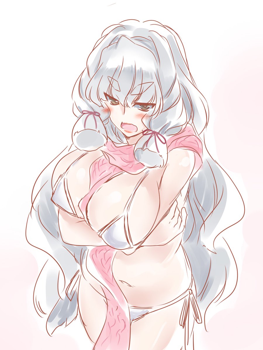 Д◎)  お題叢雲「…なんでビキニでマフラーなの?? なんなの??」(…文化、かなぁ?
>寒くなってきたので、ビキニマフラー叢雲さんお願いします 
#描いてみた 
#叢雲さん 
#odaibako_hakkai8 https://t.co/IJYoDhQGjS 