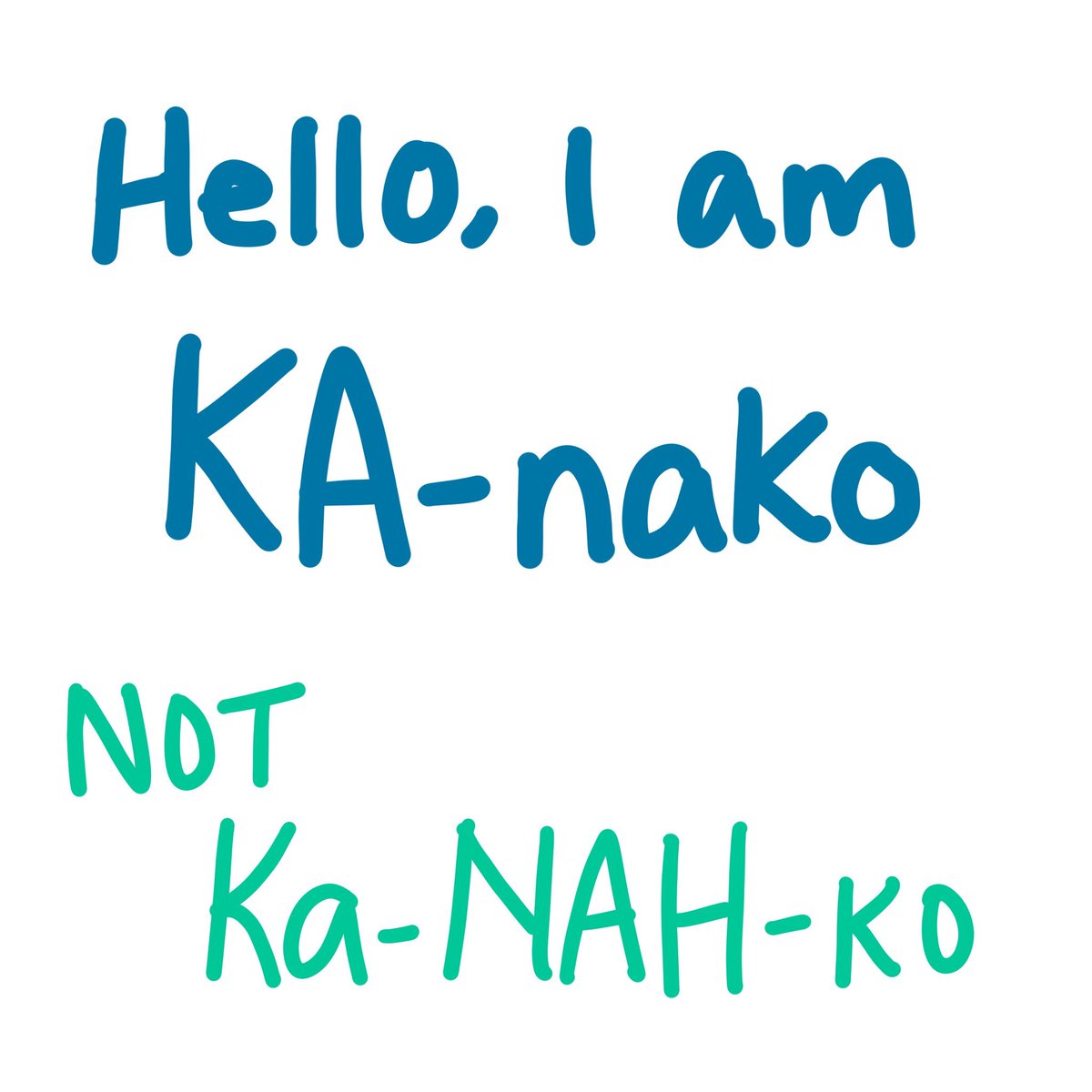 KanakoSuwa's tweet photo. I’ve decided to start pronouncing my name the right way finally and I would appreciate if you all did the same moving forward 💙

Because if I don’t practice what I preach, how do i justifying preaching it to my students? 

Wrote in depth here: https://t.co/lJKOf70mjv 
#intlELOC https://t.co/NFIEOQXQwI