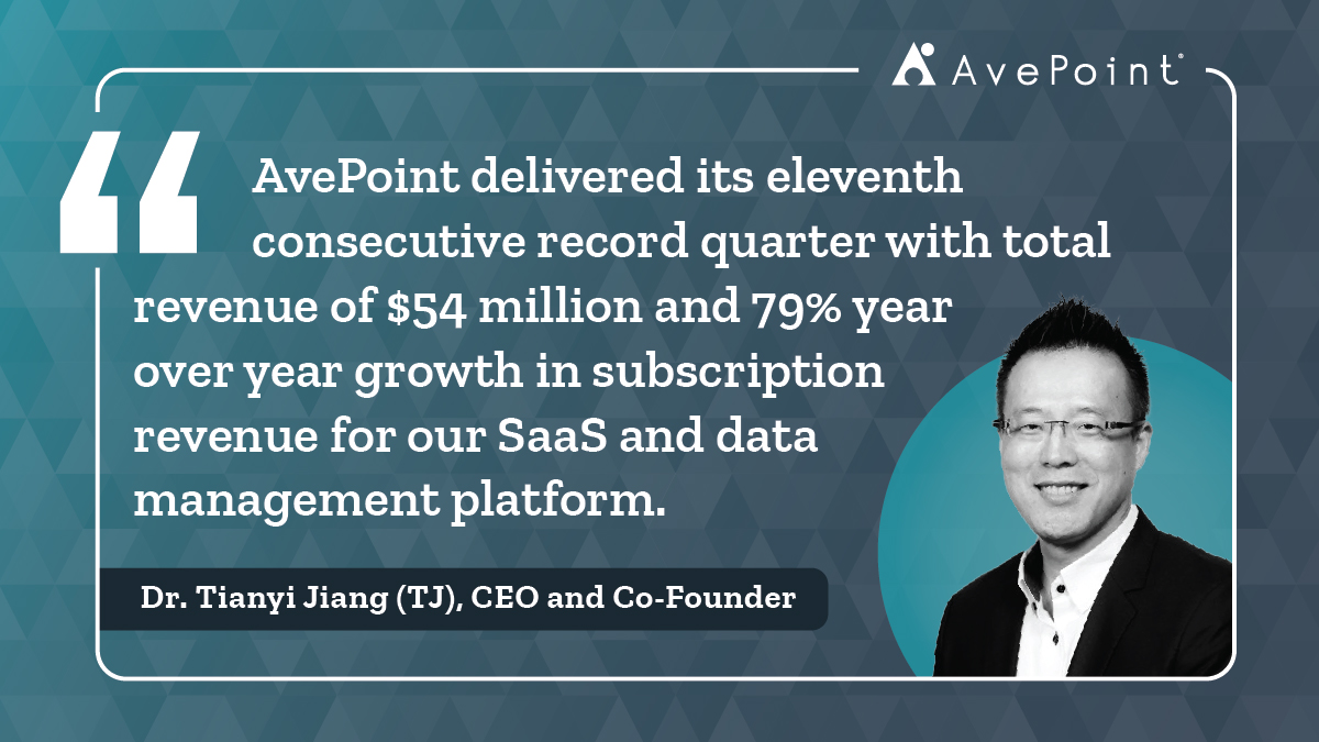 AvePoint's tweet photo. Check out our Q3FY21 Earnings 👇
 
Total Revenue: $53.9 million ⬆️ 36% yoy 
Total ARR: $147.5 million ⬆️ 32% yoy 
SaaS Revenue: $22.4 million ⬆️ 59% yoy 

Read our  full release https://t.co/ufAB2oYjkF 

$AVPT #CollaborateWithConfidence #MSPartner https://t.co/iqoe3ajOSQ