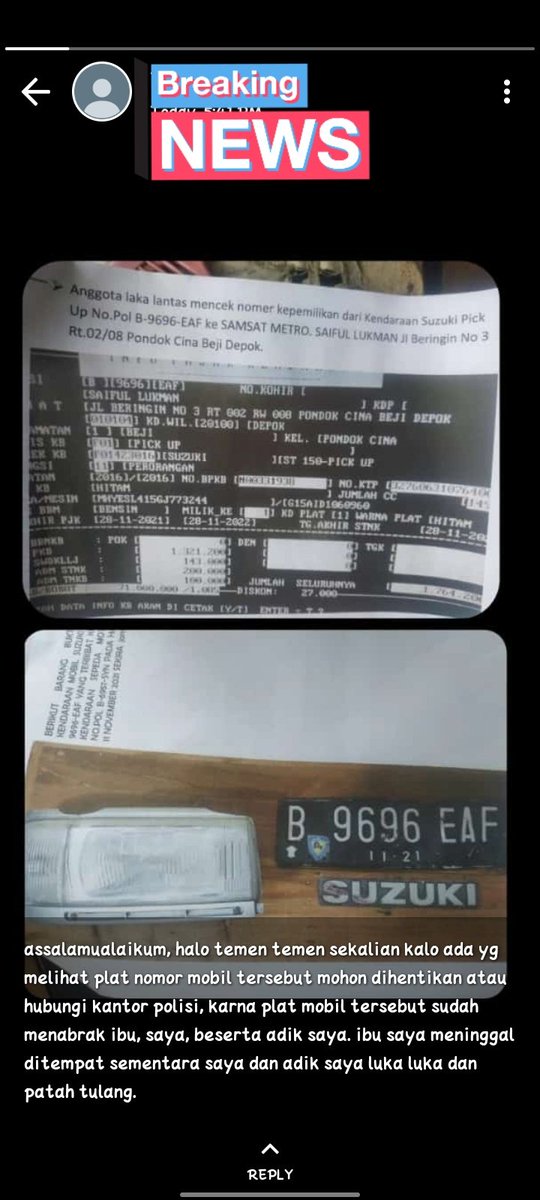 pluviophile___1's tweet image. Halooo temen-temen, semoga mutualan aku masi aktif semua dan ini lewat tl kalian. aku minta tolong sebarin ini boleh yaa??? tolong bantu RT biar cepet ketemu pelaku nya. temen ku jadi korban tabrak lari, mama nya meninggal ditempat, adek dan temen ku luka dan patah tulang.