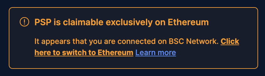 All chains are eligible for PSP claims, you just need to switch your wallet to Ethereum 😉