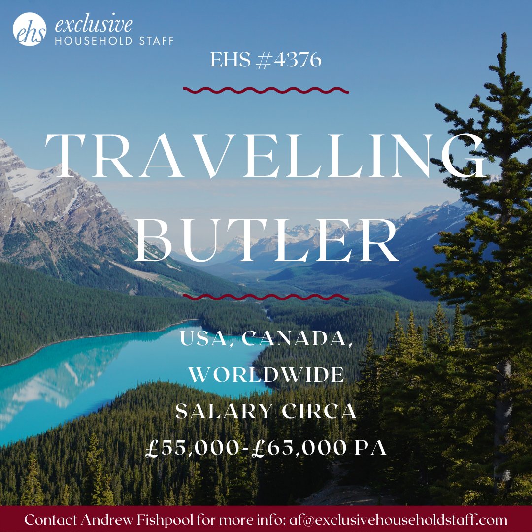 EHS_Recruitment's tweet photo. Here is an exciting opportunity for a Travelling Butler to work with a family who travel between the USA, Canada and occasionally Hong Kong.
For more info visit:
https://t.co/X8I5NZsb0F
#ehs #ebs #travellingbutler #travel #butler #usa #canada #hongkong #meetandgreet #butlerjob https://t.co/qFYSU1uzcx