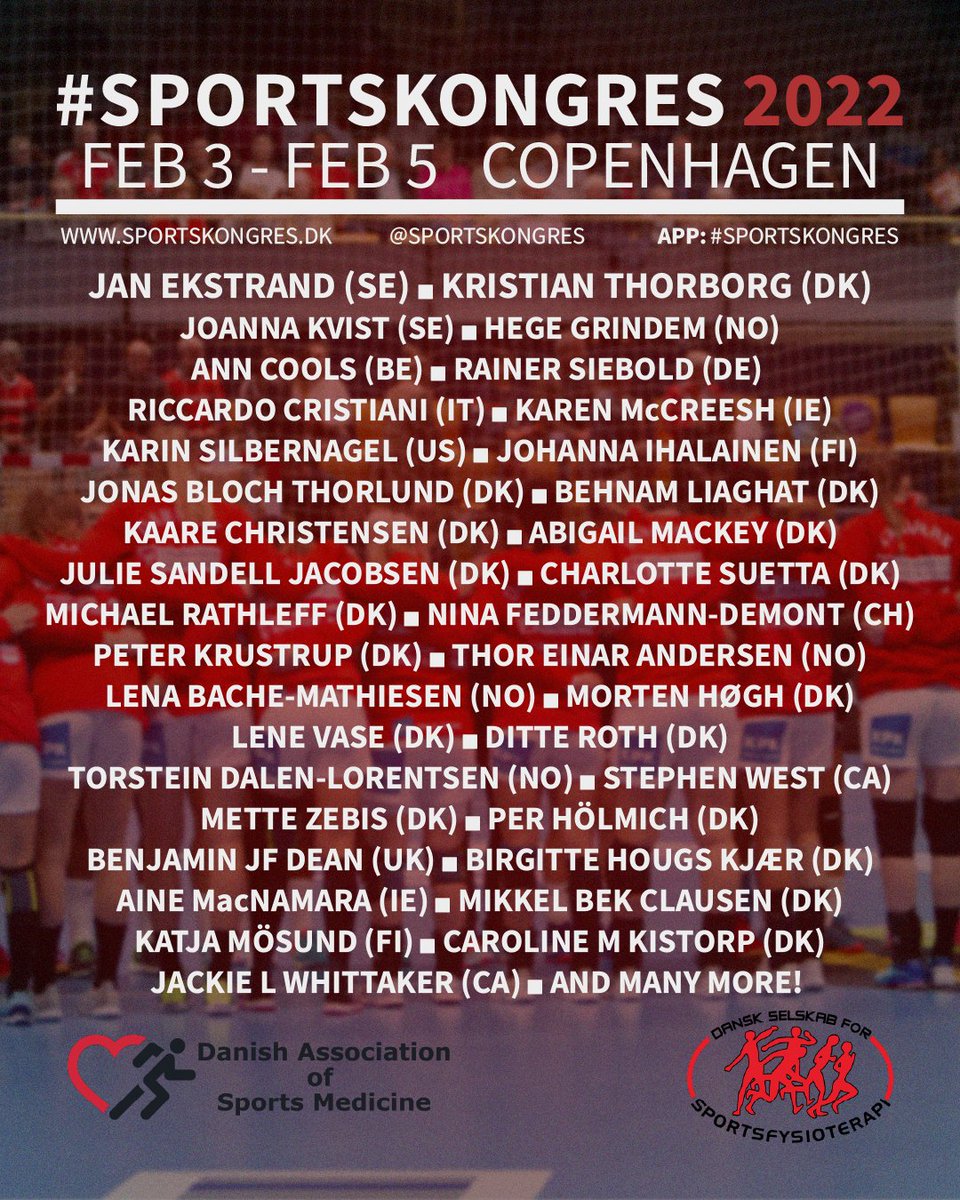 Just in case you needed reminding, here are just some of the amazing speakers at this years #Sportskongres! 🙌 Go to sportskongres.dk to check out the full program, and to get registered today! Remember, the deadline for early bird prices is coming up December 10th 💪