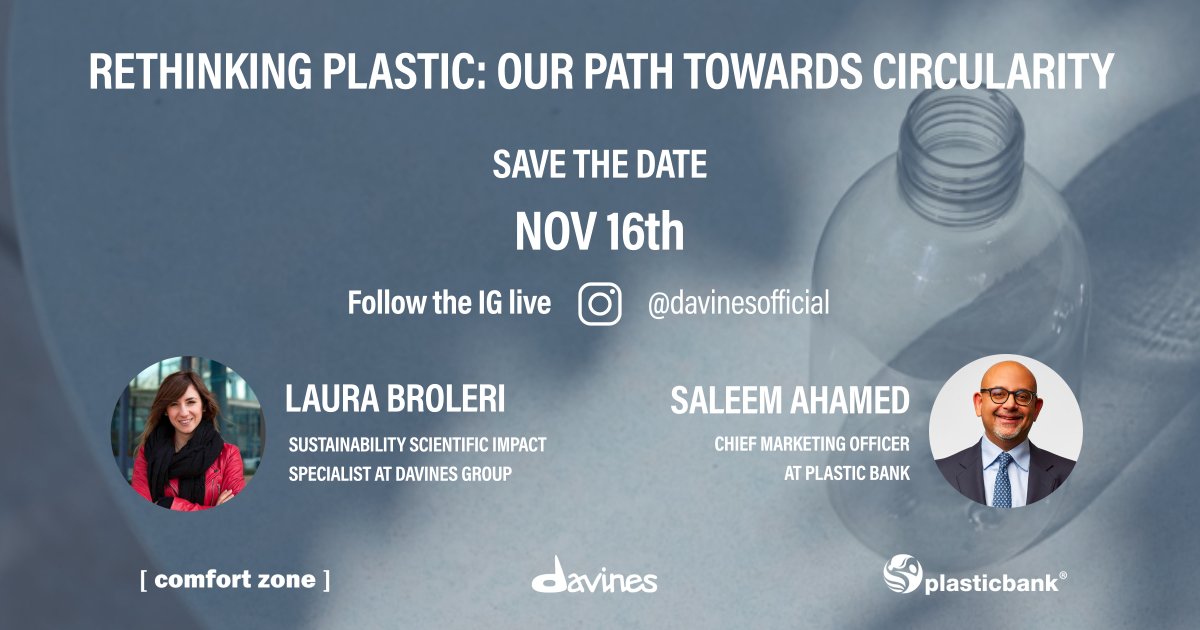 Rethinking Plastic:our path towards circularity. Tune in tomorrow @ 6pmCET/9amPST on <a href="/davinesofficial/">Davines</a> and follow our IG Live with <a href="/PlasticBank/">Plastic Bank</a>.We will share more details on our collaboration to stop ocean plastic &amp; improve lives. 
#davines #rethinkingplastic #sustainablebeauty