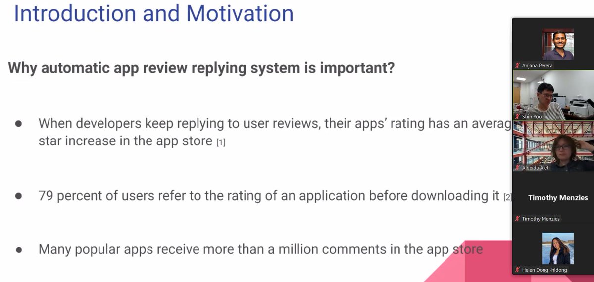 RAISEWorkshop's tweet photo. Last paper presentation of #RAISE 2021!

“Pre-Trained Neural Language Models for Automatic Mobile App User Feedback Answer Generation” by Yue Cao and Fatemeh Hendijani Fard

Accepted papers 👉🏽 https://t.co/88otmiw2eZ

@AldeidaAleti @drsyoo @anjana_perera11 @ASE_conf https://t.co/LL9FC65kkY