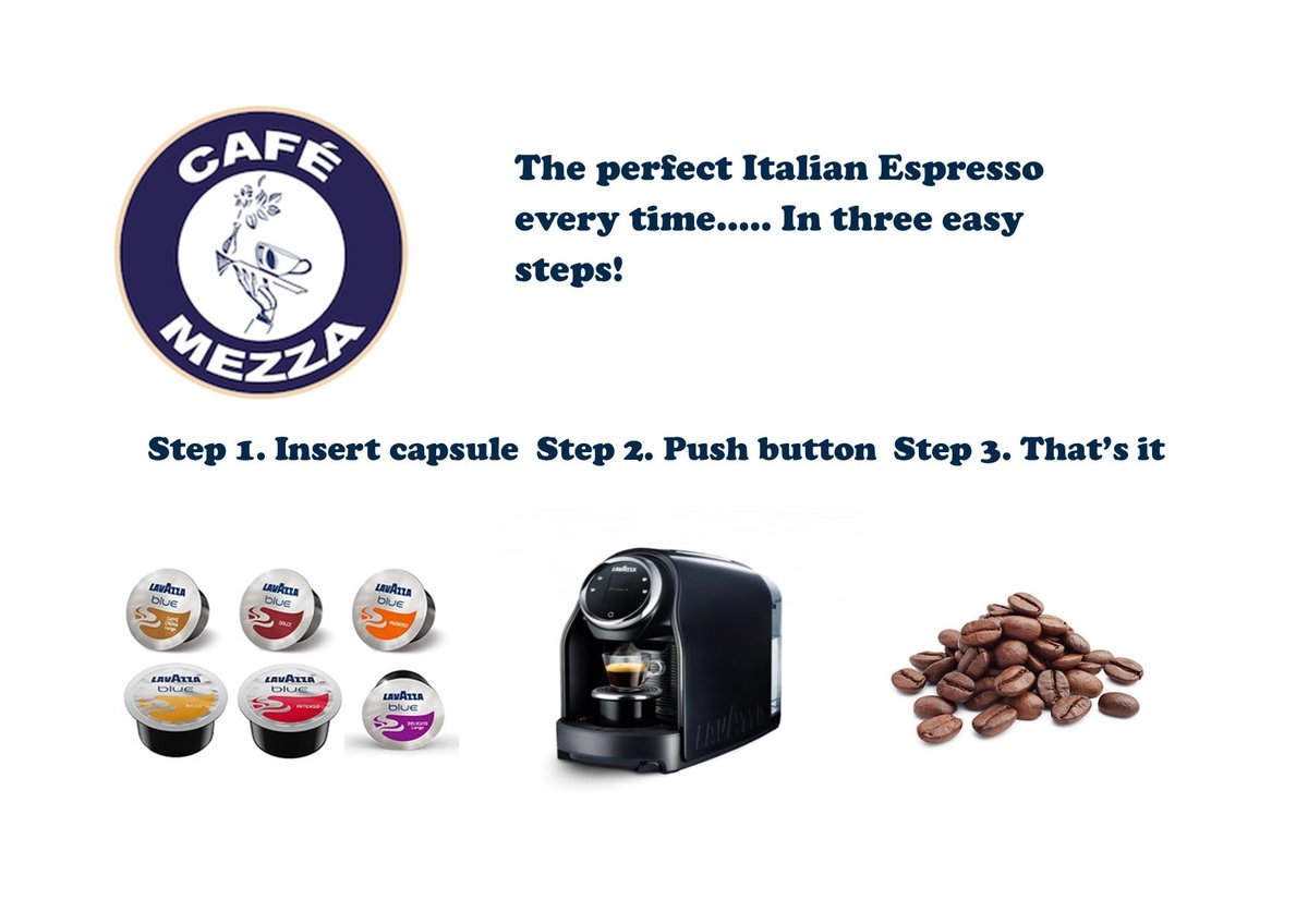 cafe_mezza's tweet photo. Enjoy the perfect Italian Espresso every time with Lavazza's unique BLUE capsule range!!

With the push of a button you can enjoy an authentic Italian Espresso in your workplace/home. 

We have a wide range of commercial machines to suit all environments.

#Lavazza #LAVAZZABLUE https://t.co/qJKqWTY8zs