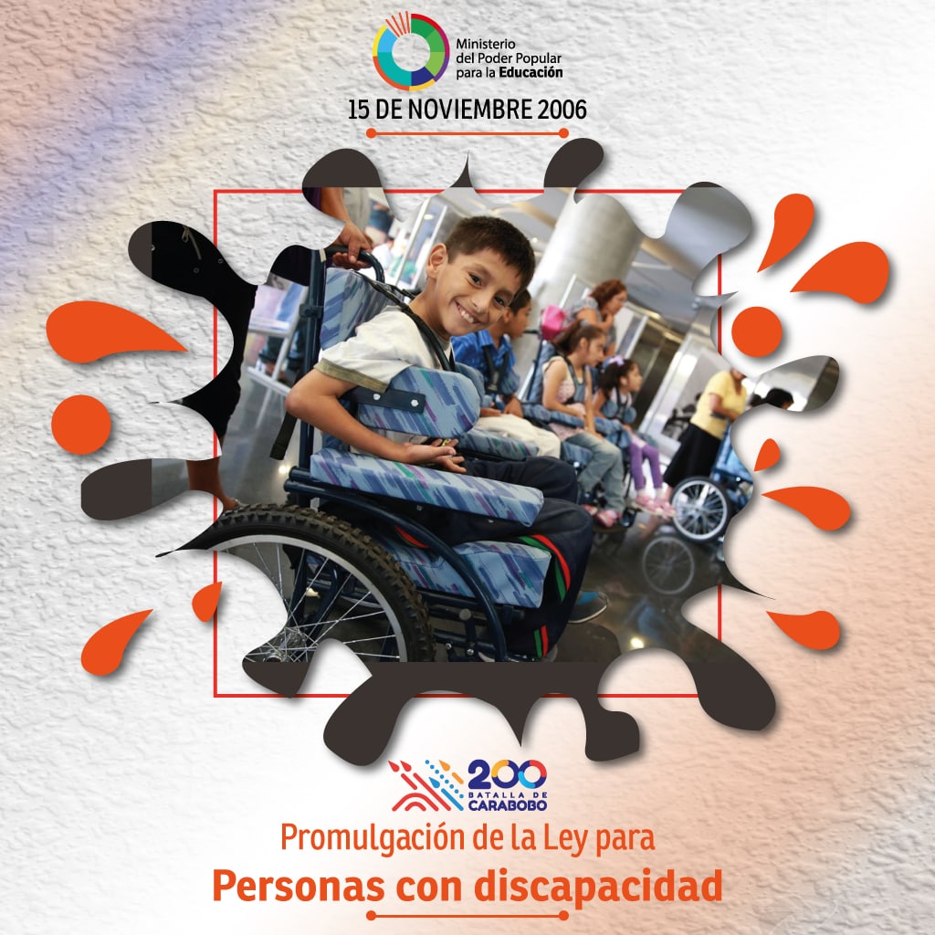 mineducacion_ve's tweet photo. #EFEMÉRIDE | A 15 años de la promulgación de la Ley para Personas con Discapacidad, uno de los mayores logros alcanzados en materia de inclusión en nuestro país. @NicolasMaduro @_LaAvanzadora
#FILVEN2021VictoriaCultural https://t.co/psxhVYNIyw
