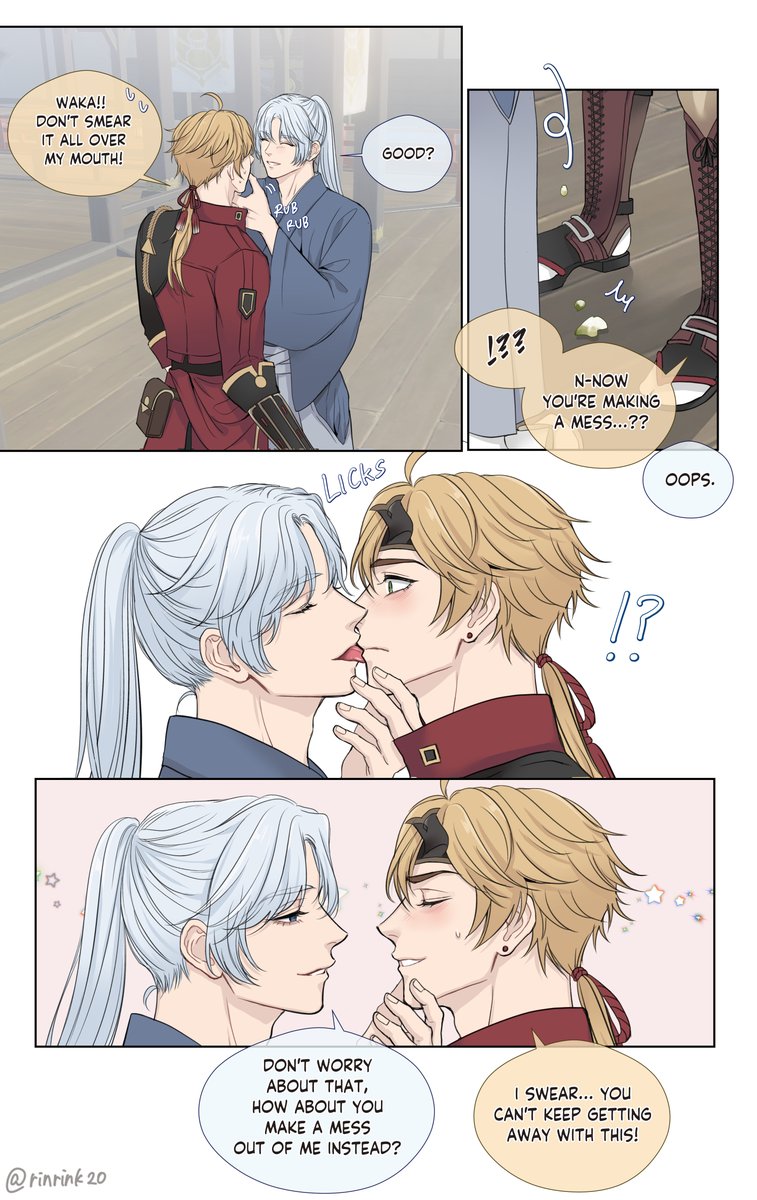 rinrink20's tweet photo. mischevious Ayato is back after he heard about Thoma's incident, based on Ayaka's voice line about Thoma #thomato #トマ人 #原神 #GenshinImpact https://t.co/6Bos6izGw7