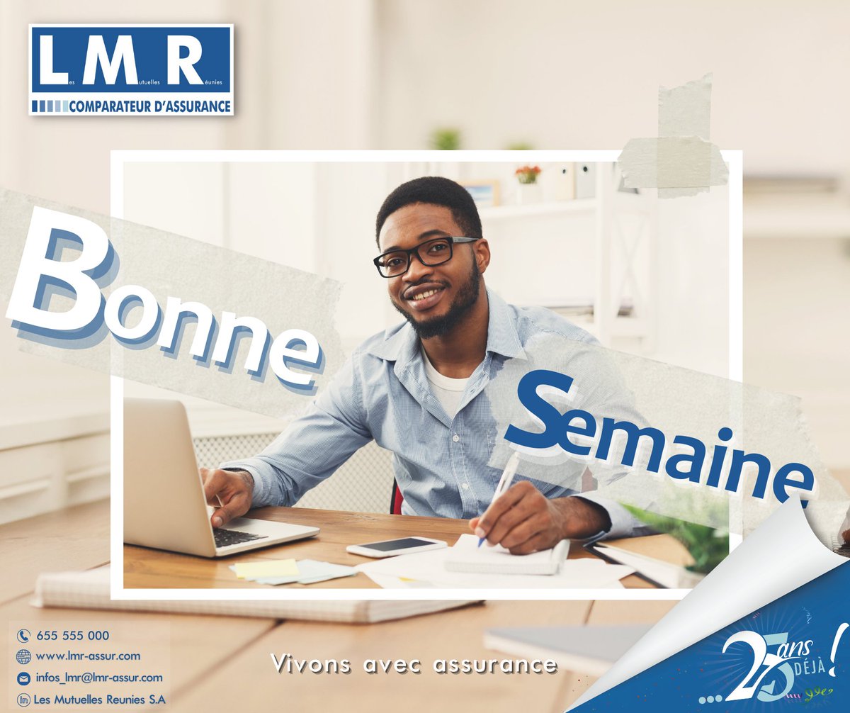 LMR vous souhaite de passer une semaine pleine d’assurance!
N’hésitez pas à revoir l'épisode 3  du 𝐉𝐨𝐮𝐫𝐧𝐚𝐥 𝐝𝐞 𝐥'𝐚𝐬𝐬𝐮𝐫𝐞́.
Le lien ici  👉🏾 fb.watch/9fmXy9BEc9/
#LMR
#Assurance 
#Cameroun
Vivons avec assurance.