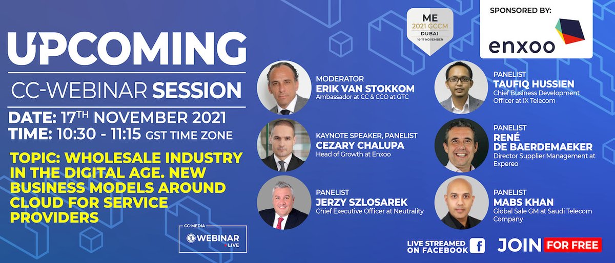 CC_GCCM's tweet photo. #ME2021GCCM event kicking off tomorrow! Join these exclusive hybrid Panels (on-site in Sofitel Dubai Downtown &amp; virtual).
Click here to see learn more: https://t.co/LrJpiVIOSZ
#Dubaievents #knowledgesharing #telcotopics #telecom #Panel

@Omantel @Equinix @Bankai_Group  @enxooteam https://t.co/sYG48fowk4