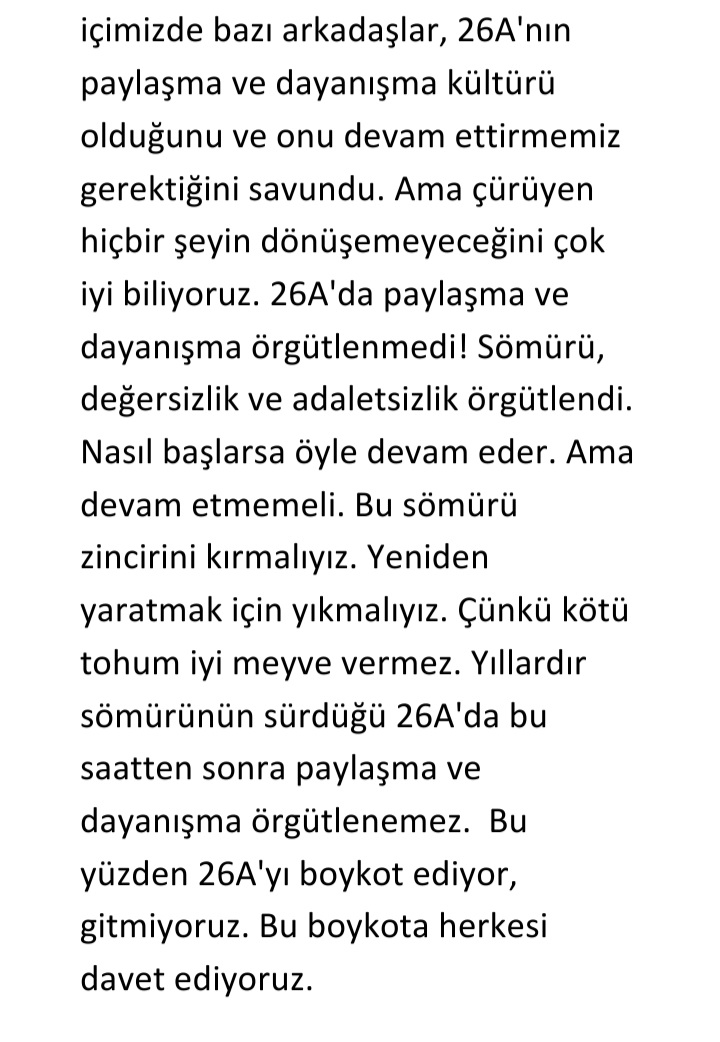 26A Boykot Çağrımızdır:

#26ABoykot