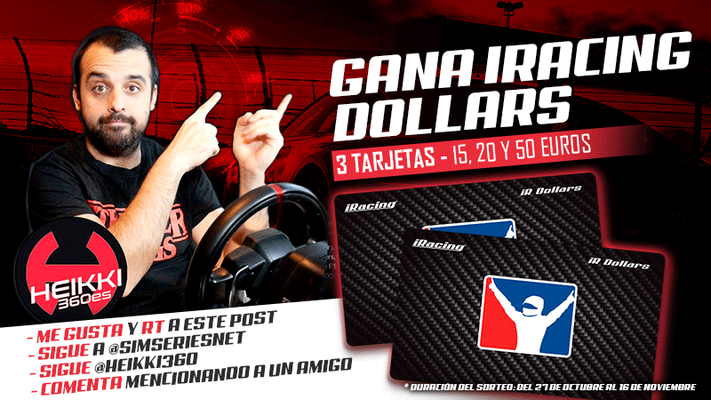 ¿Sabías que estamos sorteando iRacing Dollars? 👀

Son 3 tarjetas de regalo de 50$, 20$ y 15$ y para participar solo necesitas:
 
- Seguir a <a href="/Heikki360/">Xabier Sánchez</a>
- Seguir a <a href="/Simseriesnet/">SimSeries</a>
- Dar RT y Me gusta a este tweet
- Responder mencionando a un amigo

<a href="/HDG_ES/">HDG</a> <a href="/LigaCanaria/">LIGA CANARIA</a> <a href="/HiperDino_/">HiperDino</a>