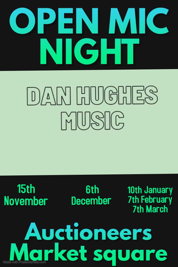 Tonight we have open mic night 8.30pm till 11pm Last orders 10.30 pm Dan Hughes Music