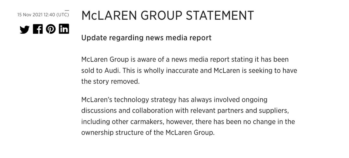 formularacers_'s tweet photo. McLaren have denied they have been sold to Audi 📇 https://t.co/GECnUqLYiU
