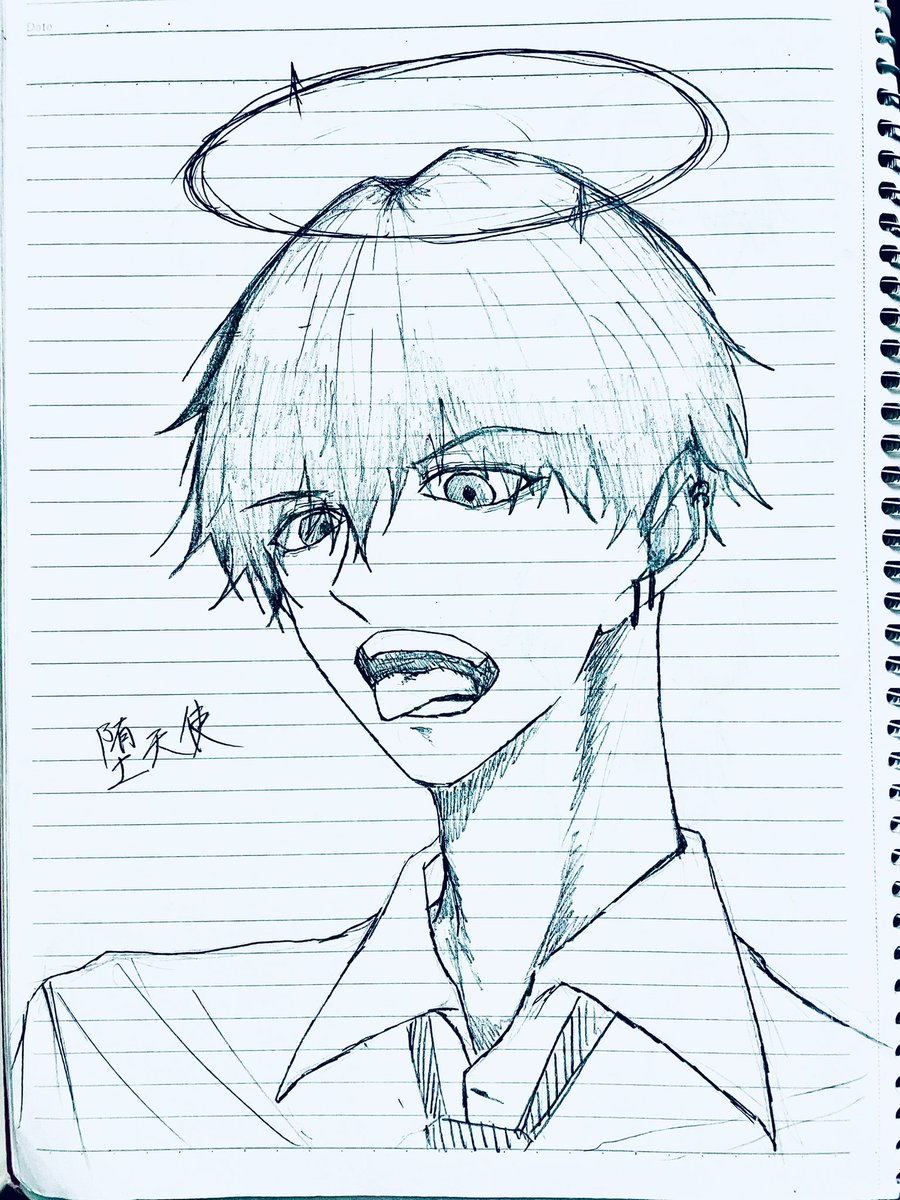 授業中の落書きww 「堕天使」 #落書き #イラスト #アナログイラスト