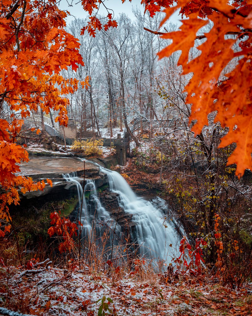 GabeWasylko's tweet photo. Yesterday’s Snow at Brandywine Falls in the Cuyahoga Valley National Park https://t.co/n3bBQVSnw4