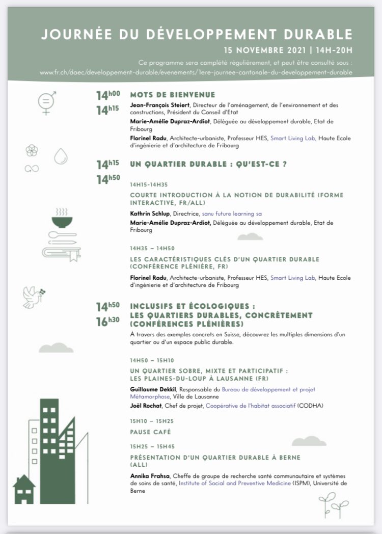 smartlivinglab's tweet image. DÉVELOPPEMENT DURABLE | Lancement de la 1ère Journée du développement durable de l’@Etat_Fribourg sur le thème des #quartiers durables en partenariat avec l’Institut TRANSFORM de la HEIA-FR au #SmartLivingLab. Programme complet: fr.ch/sites/default/…