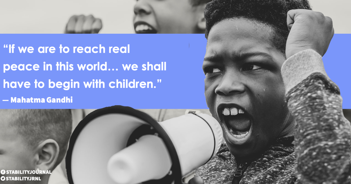 StabilityJrnl's tweet photo. Quote of the Week

"If we are to reach real peace in this world... we shall have to begin with children." — Mahatma Gandhi

Have a peaceful week.

#peace #conflictresolution #stabilityjournal #development https://t.co/zSx2bShGgs