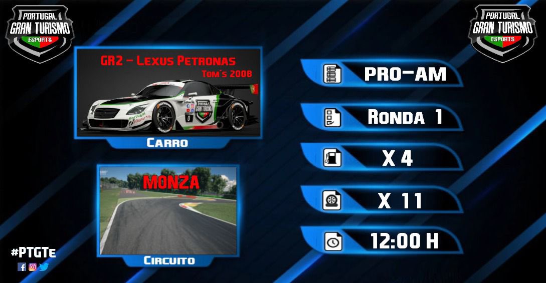 Portugal_GT's tweet photo. Hoje começa oficialmente a Temporada zero do Portugal GT eSports!
Os pilotos da divisão PRO AM Série 1 vão entrar em pista com o Lexus Petronas Gr2 no mítico circuito de Monza!
Juntem-se à nossa transmissão a partir das 21:50, no nosso canal do YouTube:
https://t.co/wwuiCyxrOs https://t.co/9UasAzJWJx