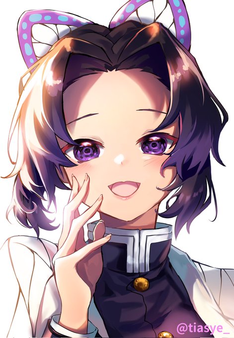 티아셰🍮tiasyeさんがTwitterに投稿した胡蝶しのぶ(鬼滅の刃)のイラスト。