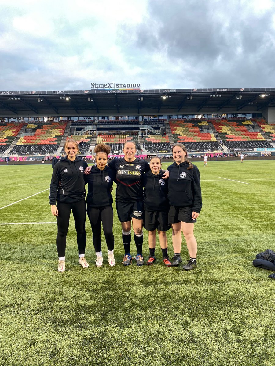AcademyWomens's tweet photo. Great to see some of the @SaracensWomen Academy girls helping out as ball team in the premiership cup game at StoneX stadium yesterday #playerpathway #growthepack https://t.co/e8DO5Fg07K