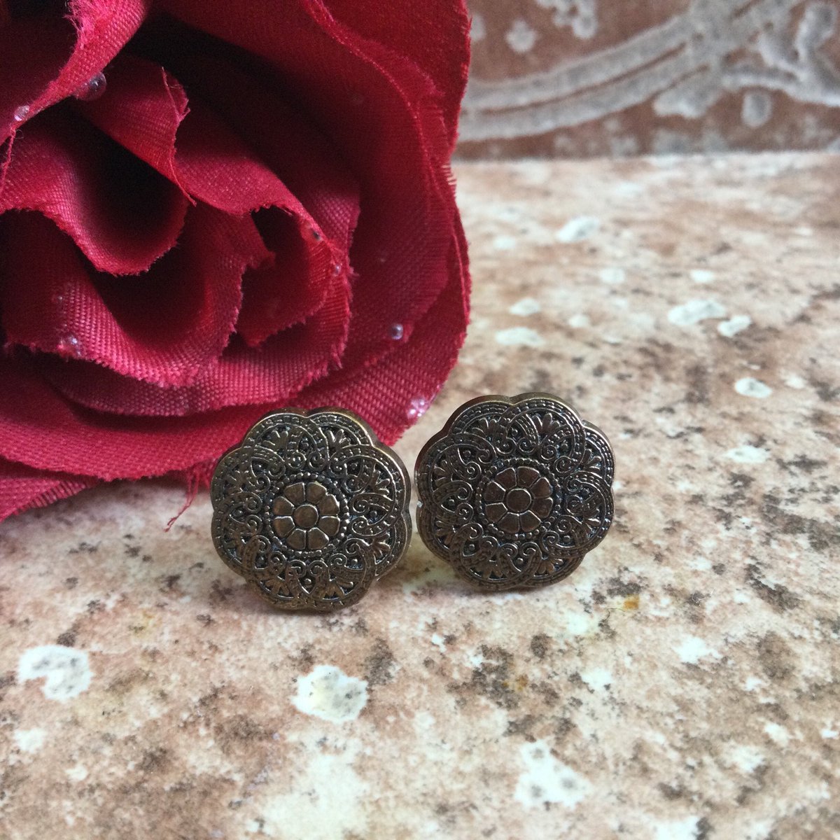 Put these gorgeous #button #studearrings on your #holidaygift list to either receive or give as a #birthdaygift, #Christmaspresent or #stockingstuffer. $9.95 includes #freeshipping. #studs #smallearrings #momgift #sustainablefashion  #minimalist #circle etsy.me/3qz7U7w