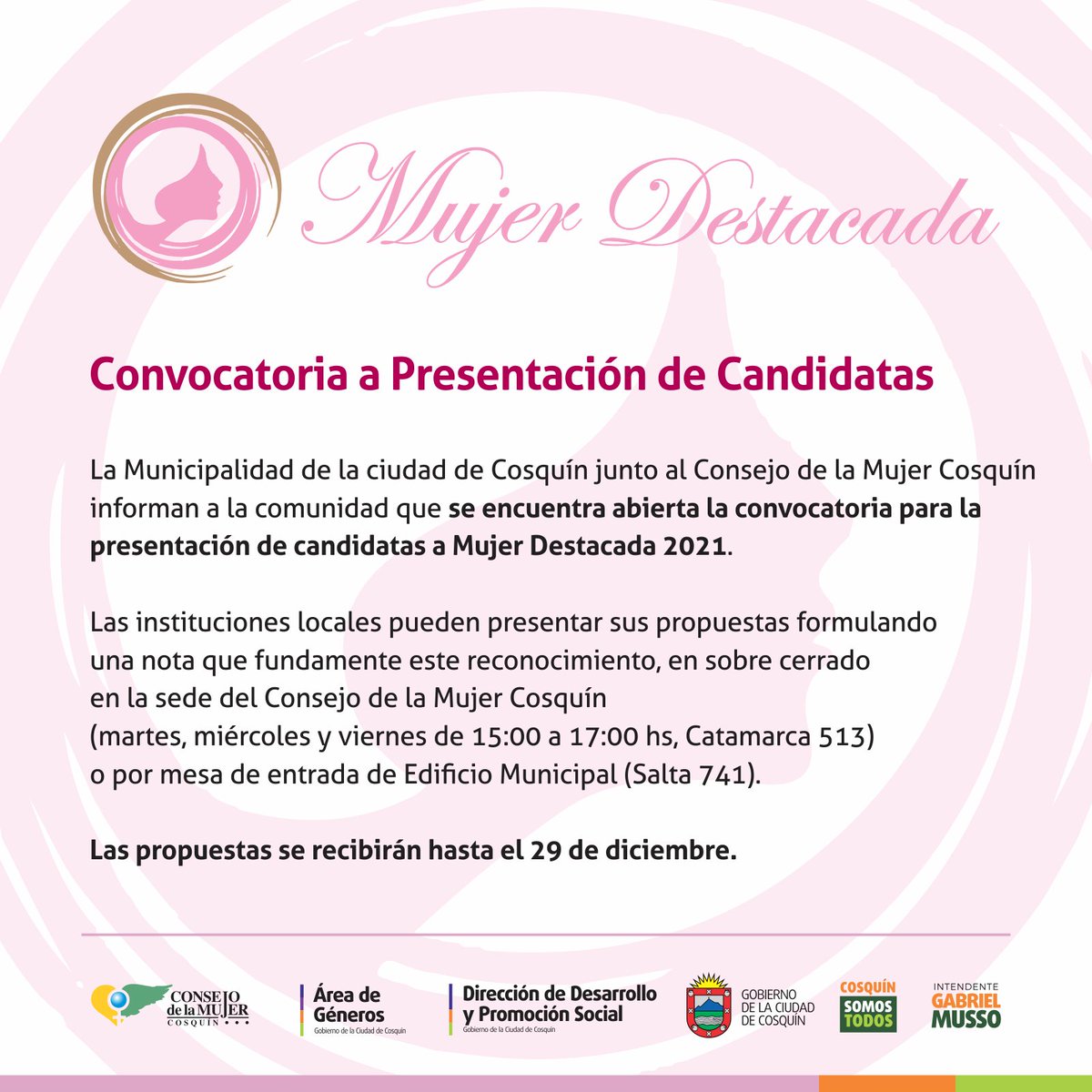 👩¡Comenzó la convocatoria a presentación de candidatas para Mujer Destacada 2021! 👏