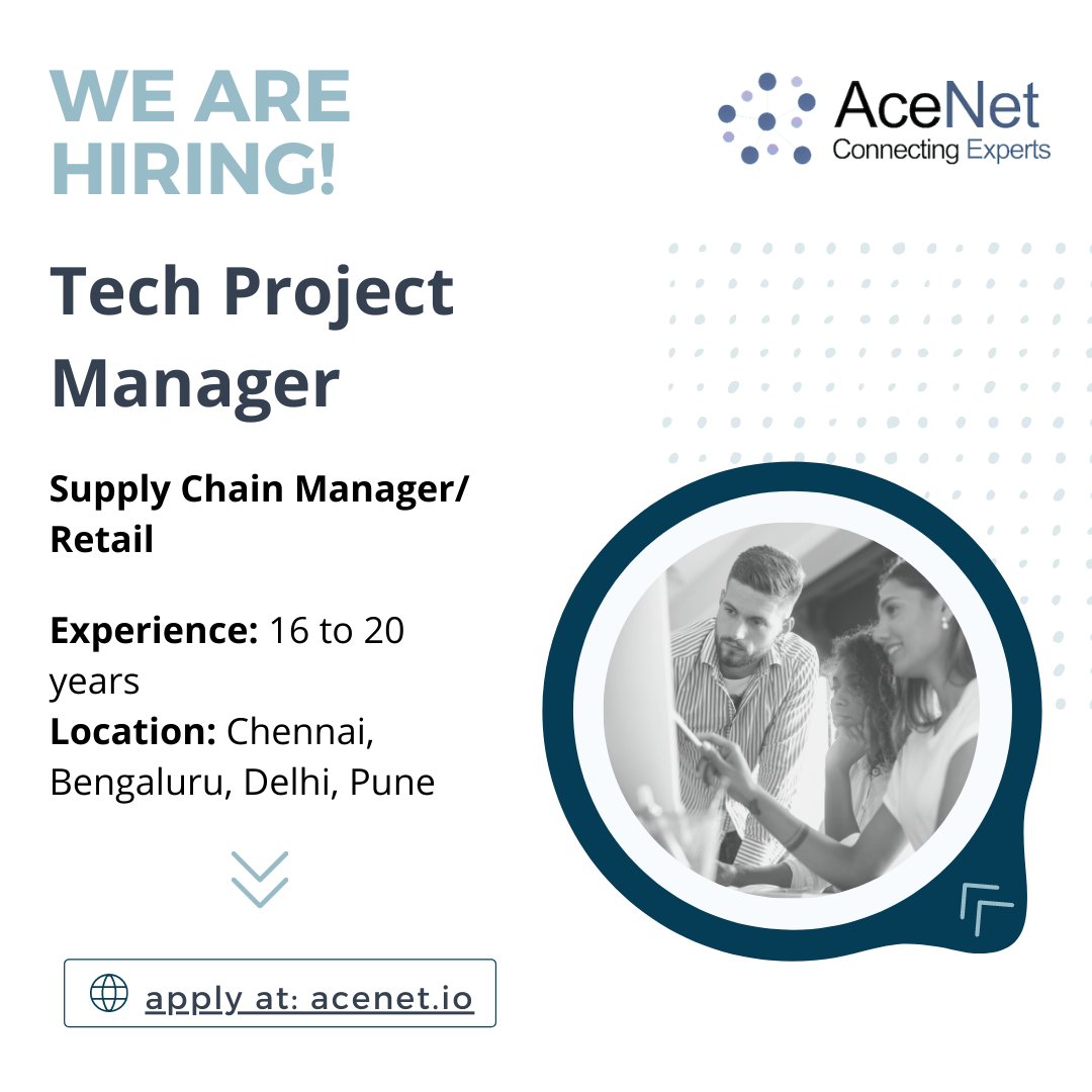 AceNet_Imbibe's tweet photo. Apply now at: https://t.co/l25hynpBFo
#IT #Jobopenings #Jobs #Careers #ProjectManagement #Supplychain #Chennai #Pune #Delhi #Bengaluru #AceNet #ImbibeConsultancy https://t.co/bDOYqxRU3M