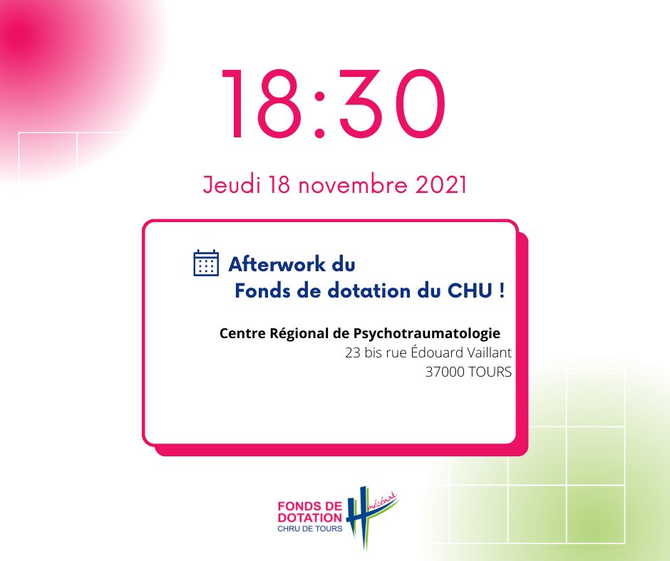 Jeudi prochain se déroulera notre afterwork de novembre  ! 
Au programme : une présentation du Centre Régional de Psychotraumatologie et d'une technique de prise en charge des patients : l'EMDR.
📝 Les inscriptions sont encore ouvertes : bit.ly/afterworknov20…