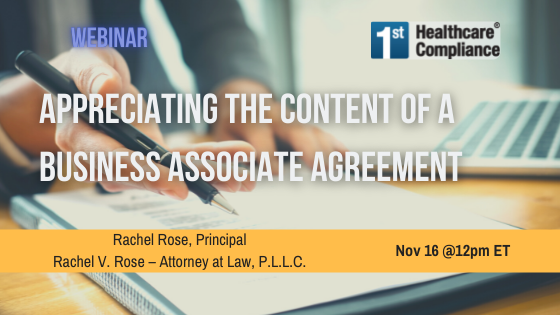 1sthcc's tweet photo. HAPPENING TOMORROW
Appreciating the Content of a Business Associate Agreement - Webinar invite, Complimentary CEUs
https://t.co/ohzQpdIYyq
#webinar #businessassociate #agreements #CEU #PAHCOM #PMI #data #breach #privacy 
#securityincident #sensitivedata https://t.co/mIZ7gyb0gn