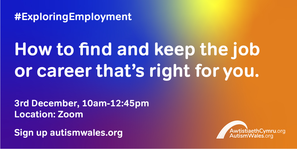 NDTeamWales's tweet photo. We’re on a mission to empower autistic people to find and maintain meaningful employment. 

Our #ExploringEmployment virtual event will be a one-stop-shop for autistic people to develop new skills and gain confidence. 

Are you coming? Sign up today 👉
https://t.co/VZIOSELyXH https://t.co/olgrz3qGsY