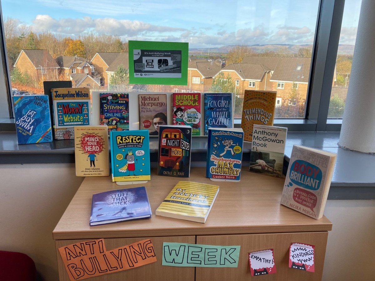 LinwoodHigh_Lib's tweet image. For #AntiBullyingWeek a reminder that the library is a safe, inclusive space where everyone can be who they are. Everyone deserves respect and kindness! ✨ @LinwoodHigh