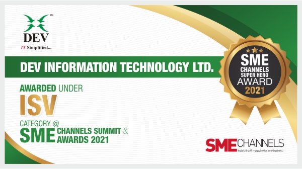 DEVITPL's tweet photo. Dev Information Technology Ltd. receives yet another award from SME Channels under the ISV category for 2021. We are humbled and honoured to receive this award from SME Channels India. Our sincere thanks to all DEVITians, our clients &amp; partners.
#businesspartners #clientrelation https://t.co/kEUqblxoTQ