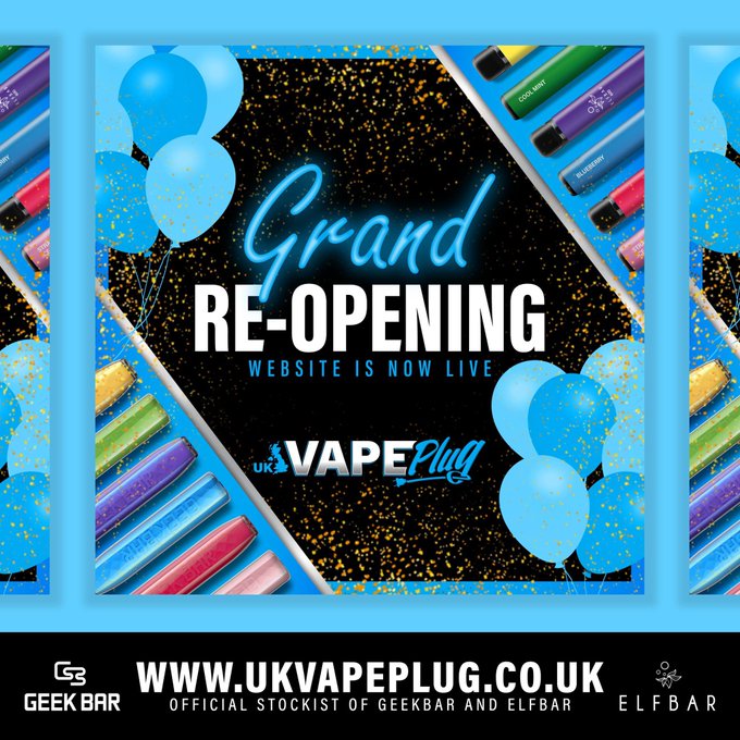 HalfpintDebz's tweet photo. Relaunch of Uk Vape Plug website https://t.co/dbqWLnWCkD for your GeekBar and ElfBar requirements. #ukvapeplug #geekbar #elfbar #vapingsaveslives
now up an running - atm use code GRAND at ahceckout for 20% off but be quick guys https://t.co/D14ER3ZxEi