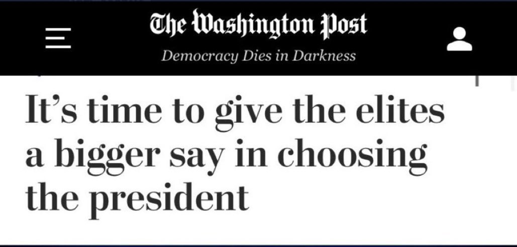 KyleKulinski's tweet photo. Slogan: democracy good

Headline: democracy bad https://t.co/GRe9MvKXVr